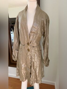 Metallic Taupe Trench Coat - Women's Lightweight Coat